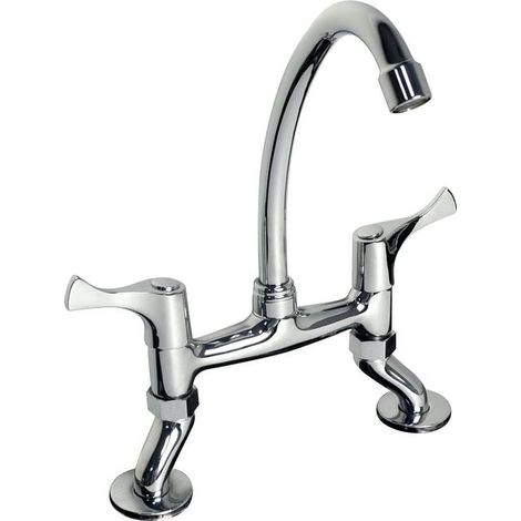 Robinet de cuisine Renaissance Retro Mixer à deux poignées en laiton (1/5)