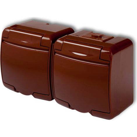 Enchufe doble Junior con/sin (tapa marr贸n) marr贸n IP54 4GHE-2