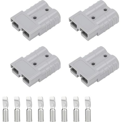 Connecteur Anderson - 50 A 600 V - Pour Installation Solaire Auto et Van - Câbles 6-10 AWG - Couvercle Caoutchouc - Lot de 4 (1/5)
