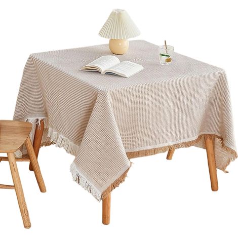 Nappe Carrée - Coton Lin - 180x180 cm - Anti-taches - Pour Salle À Manger Cuisine Extérieur - 1 Pièce