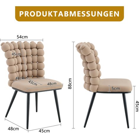 Fauteuils de table en velours chameau, coffret de 2, avec chaîne à perles – piètement acier noir mat, assise stable, design chic et contemporain, parfait pour salle à manger, séjour ou boudoir (1/5)