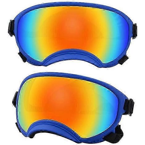 Hundebrille UV-Schutz, hohe Stoßfestigkeit, verstellbares Gummiband, atmungsaktiv, für Welpen und große Hunderassen (Blau und Farbe L) (1/5)