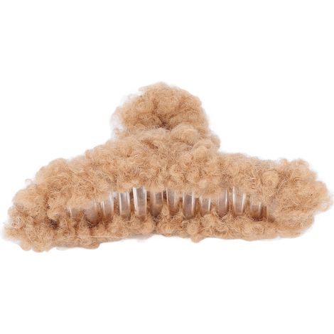 Pince à cheveux en peluche marron clair, élégante et tendance, maintien fort, accessoire coiffure pour femmes et filles, pince crocodile douce, fixation sûre (1/5)