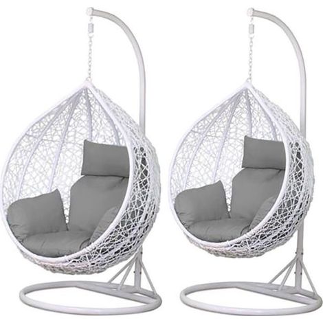 Lot de 2 balancelle avec coussin d'assise, fauteuil suspendu - Longueur 124/117 x Profondeur 105/96 x Hauteur 197/197 cm (1/4)