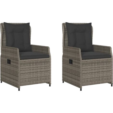 Maison Exclusive - Gartensessel 2 Stk. Verstellbar Grau Poly Ratt