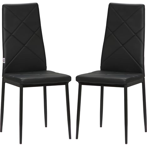 Set aus 2 modernen Esszimmerstühlen, hohe Rückenlehne aus Kunstleder und Stahl, 41 x 50 x 97 cm, Schwarz