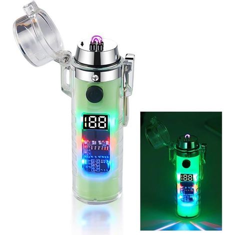 Briquet électrique avec écran numérique - Briquet électrique USB C rechargeable - Briquet plasma sans flamme - Avec lampe de poche