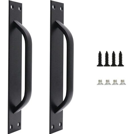 Juego de 2 manijas para puertas corredizas tipo granero, manijas de aleación de aluminio, manijas resistentes para puertas corredizas de cocina y muebles, incluye tornillos, color negro. (1/5)