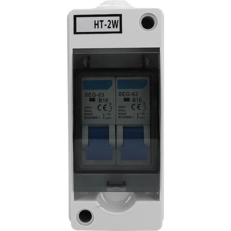 Boîte de distribution extérieure étanche SEG-63 à 2 voies avec disjoncteur de type B et poignée bleue, modèle B : B16+B16 (1/5)