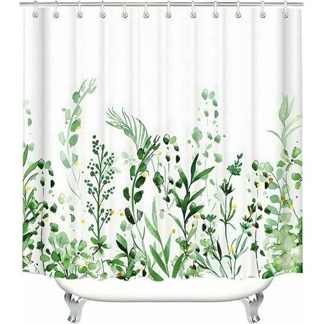 - Rideau de douche 180x200 anti-moisissure Textile Rideaux de douche, fleurs imperméable, ourlet lesté, rideau de bain en tissu polyester lavable pour salle de bain et baignoire avec 12 croche