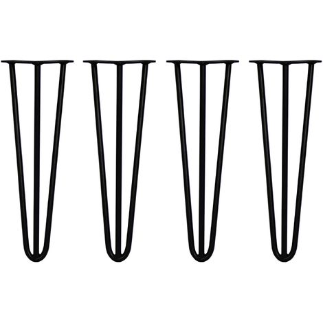 SKISKI LEGS - 4 Pieds de Table en Épingle à Cheveux 40,6cm 3 Tiges en Acier Noir Épaisseur 12mm (1/5)