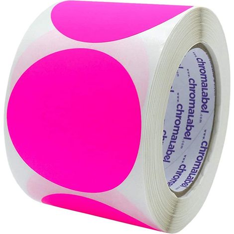 BEBUSINGOTO Étiquette ronde de 2 pouces, rose fluorescent, autocollants à points de code de couleur permanents, 500 étiquettes par rouleau (1/5)
