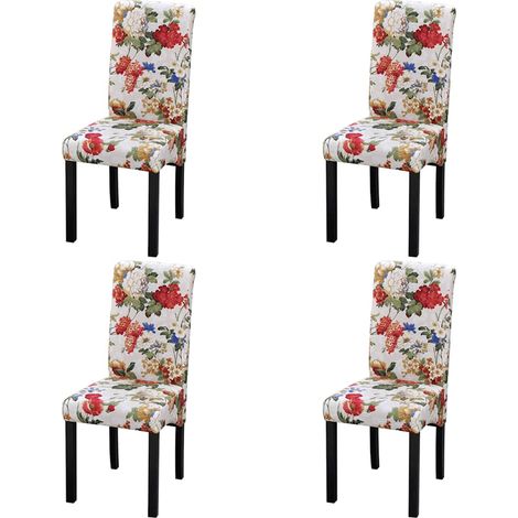 vidaXL Sillas de comedor 4 unidades tela multicolor (1/5)