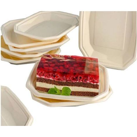 25 assiettes jetables, en fibres de cellulose, biodégradables, crème naturel, résistantes à la chaleur, pour événements et pique-niques (1/2)