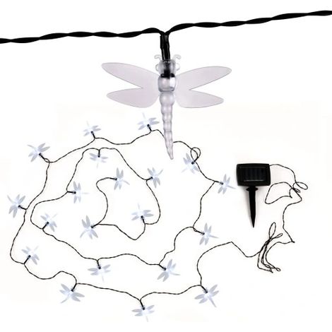 Guirnalda de luces LED solares para jardín con forma de libélula