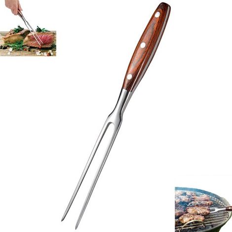 Tenedores para barbacoa de acero inoxidable, Tenedores para barbacoa de 30 cm de calidad de exportación con mangos de palisandro (1/5)