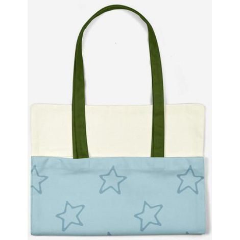 Sac shopping - Bonamaison TRGCTBG104499 - Coton - Vert - Anses longues 30 cm (1/4)