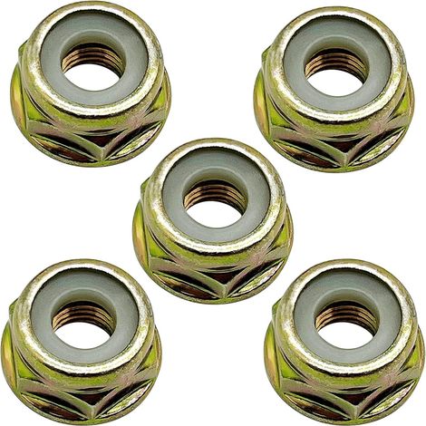 Paquete de 10 tuercas de rosca invertida de repuesto universales M10 x 1,25 para desbrozadoras y recortadoras, compatibles con cabezales de engranajes y accesorios.