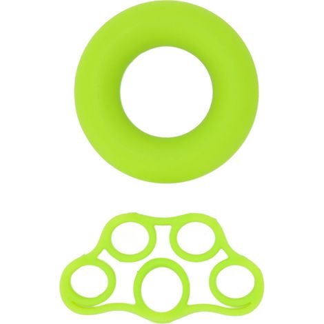 Bague en silicone verte pour exercice des doigts, haute flexibilité, renforce la force de préhension des mains, idéale pour personnes âgées. (1/5)