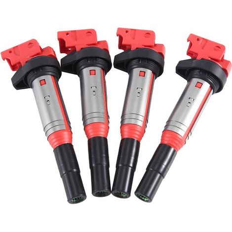 Vier Zündspulen für die Modelle 116I, 118I, 320I, 330I, E87, E90 und E46, Teilenummern: 12137594938, 1213172219, 12122158253 und 12137594937.