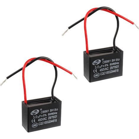 CBB61 3uF 450V AC 50/60 Hz Climatiseur Ventilateur Moteur Condensateur de Marche (Lot de 2) (1/5)