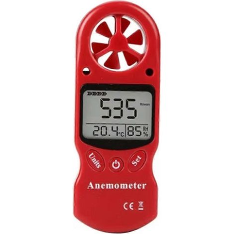 Mini anémomètre numérique multifonctionnel avec écran LCD, faisant office d'hygromètre et de thermomètre. (1/5)
