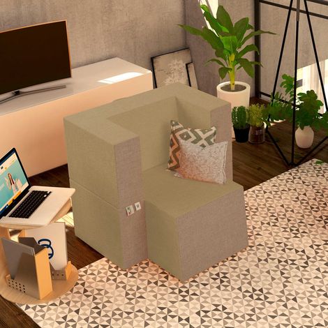 Baldiflex Poltrona Morbida Convertibile in Pouf color Oro Antico Praticha (1/5)