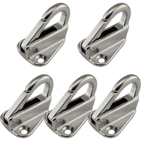 – Lot de 5 mousquetons en inox sur platine – Charge maximale 150kg – Diamètre oeillet 10mm – Pour chantiers humides et espaces confinés (1/5)