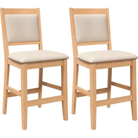 Maison Exclusive - Barhocker mit Kissen 2 Stk. Natur Massivholz G