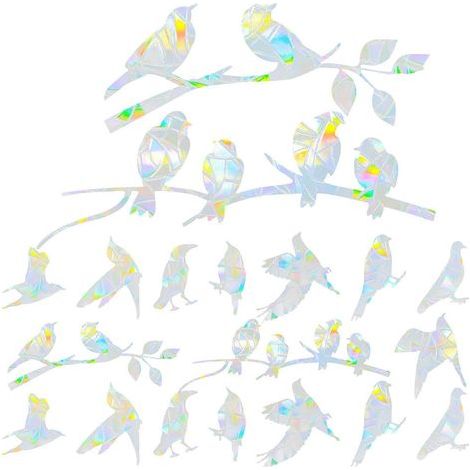 Lot de 20 autocollants de fenêtre anti-collision pour oiseaux, en forme d'oiseaux.-29.50X20.00X0.10CM-As Shown (1/4)