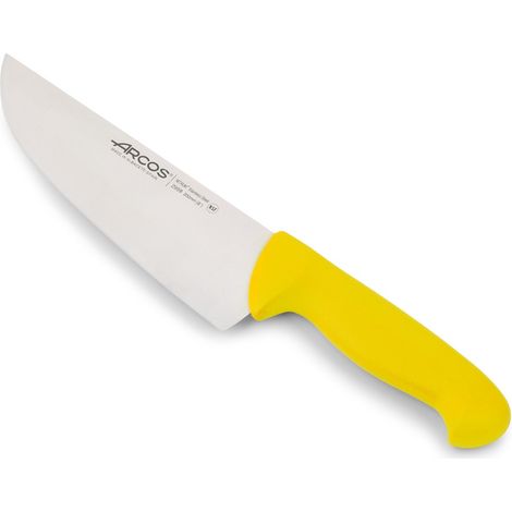 Cuchillo de carnicero Arcos Colour - Prof  295900 de acero inoxidable Nitrum y mango ergonómico de Polipropileno de color amarillo y hoja de 20 cm, funda display (1/5)