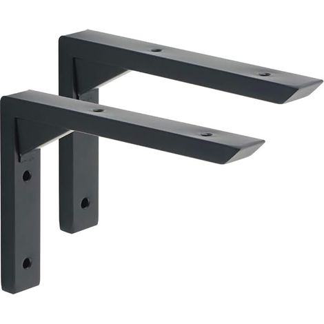 2 Pièces Supports d' Étagère Murale Robustes de 15 CM, Noir Equerre Etagere Murale à Angle Droit de 90°, Equerre Etagere en Acier Inoxydable pour Chambre/Salle de Bain/Cuisine (1/5)