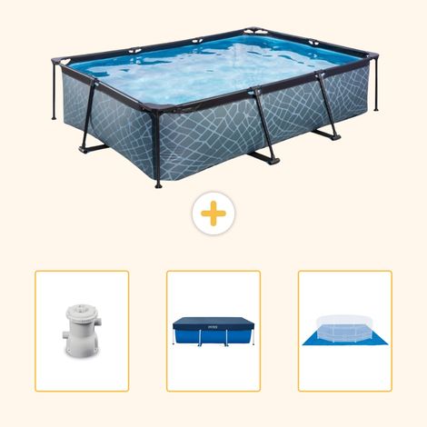 Exit-toys Piscine Exit Rectangulaire - Effet Pierre - 300x200x65 cm - 4-pièces SCB76 (1/5)