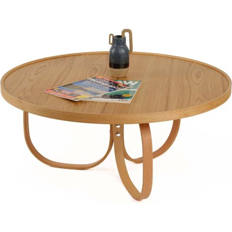 Couchtisch Chiavenna, Rund, Tischplatte aus Holz, Farbe Braun, 100x100x46 cm Eiche Braun
