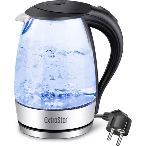 Bouilloire Électrique 1,7L, Corps en Verre Borosilicate avec Aperture Panoramique, Filtre Amovible, Ébullition Rapide et Arrêt Automatique, Design Épuré et Sécuritaire (1/5)
