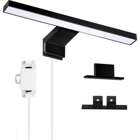 LED Lampe Miroir Salle de Bain Noire 5W 30cm 400lm, Applique Armoire Blanc Froid 6000K, IP44 Etanche Lampe à Pince pour Meuble Salle de Bain, Applique Murale en Saillie (300mm) (1/5)
