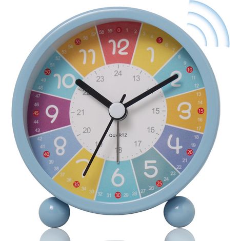 Kinderwecker, analoger Wecker ohne Ticken, Lernwecker, Quarzwecker für Kinder, Kinderwecker mit lautem Alarm und Nachtlicht (1/5)