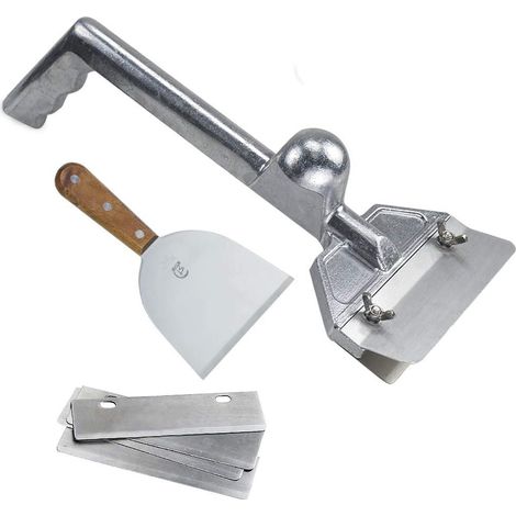 Grattoir à barbecue robuste, ensemble de grattoirs commerciaux avec lames, grille plate en aluminium