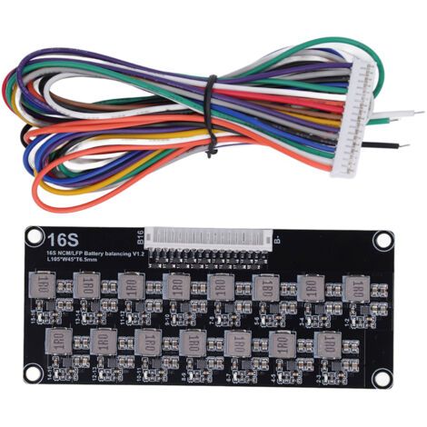 Équilibrateur de batterie actif 16S avec câbles de raccordement, carte d’équilibrage inductive pour tensions de 2 à 4,5 V