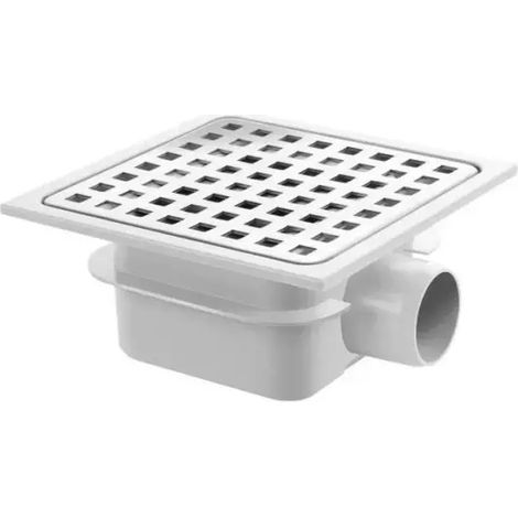 Piletta scarico in abs con griglia in acciaio inox 304 a corpo alto 150x150 mm usc. orizzontale ø40 GEBO