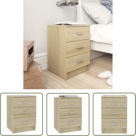 Table de Chevet, Table de nuit, pour Chambre Salon Couloir, Chêne Sonoma 38x35x56 cm Aggloméré OIB3394E (1/5)