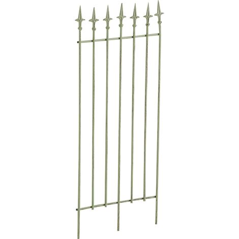 Treillis support pour plantes grimpantes à plante décoration de jardin 100 × 50 cm en métal vert vieilli 100008921 (1/5)