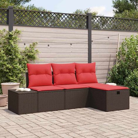 vidaXL Ensemble de canapé de jardin avec coussin 4 pcs polyrotin (1/5)