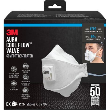 Masque respiratoire FFP2 avec vanne 3M 10 unités
