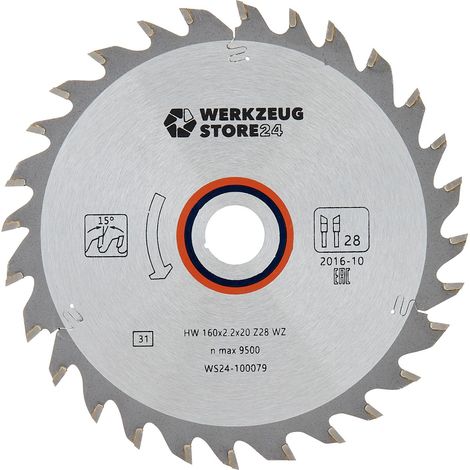 WS24 HM  Hoja de  sierra circular  madera 160  x 2,2  x 20  WZ 28  - WS24-100079 (1/2)