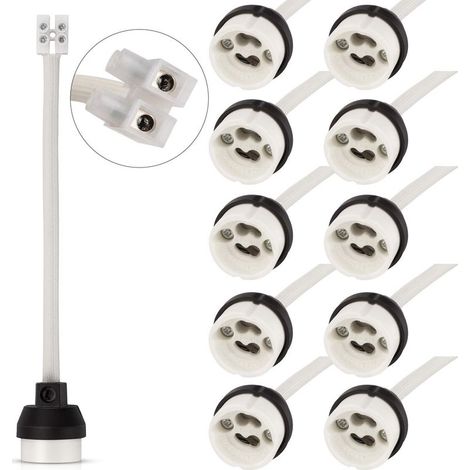 GU10 Support de lampe 0 virgule 75mm2 15CM 150MM fil Lot de 10 GU10 Connecteur base en créramique pour ampoule LED 0 à 250V 2A 0 virgule 75 mm 15 cm (1/4)