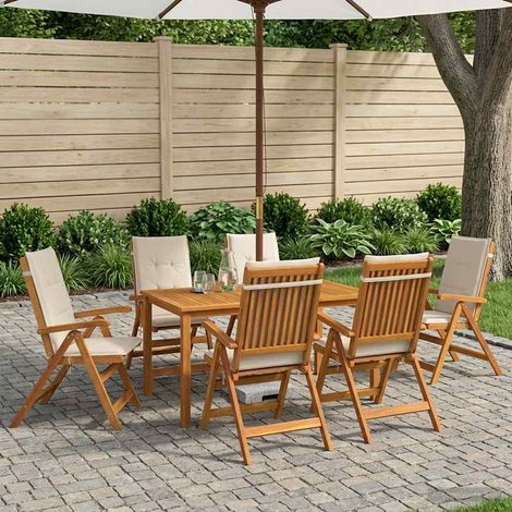 vidaXL Conjunto de comedor de jardín de 7 piezas 6 plaza Natural (1/5)