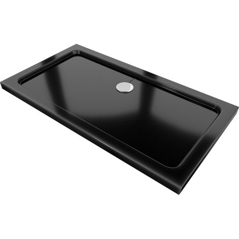 Mexen Flat receveur de douche rectangulaire slim 130 x 70 cm, Noir, siphon Chrome - 40707013 (1/5)