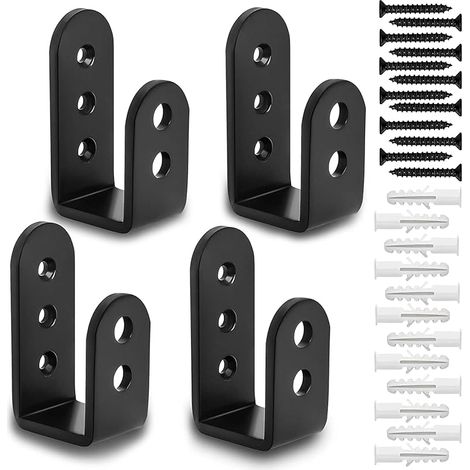 Supports de Barricade de Porte 2x4, U Support pour la Barre Ouverte pour les Verrous de Porte Renforcés, Support de Sécurité Résistant à Maison, Grange, Hangar, Garage, Porte par (4 Ensemble) (1/5)