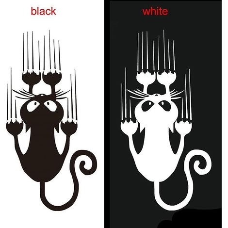 autocollants Pour Voiture En Forme De Chat Noir Et Blanc Mignon Drle En Tombant Avec Des Griffures Du Chat-lot De 2 Autocollants (chat) (1/5)